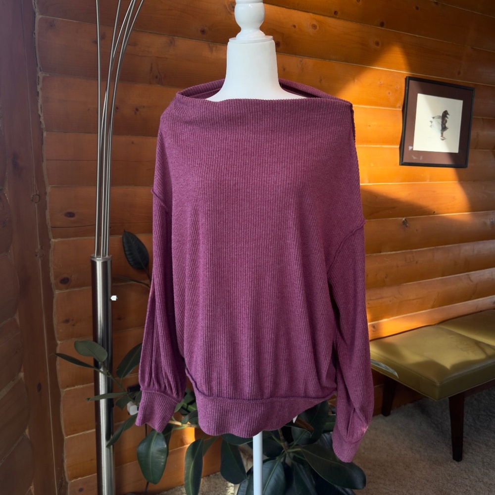 Free People Boat Neck Sweater Oversized Cozy
